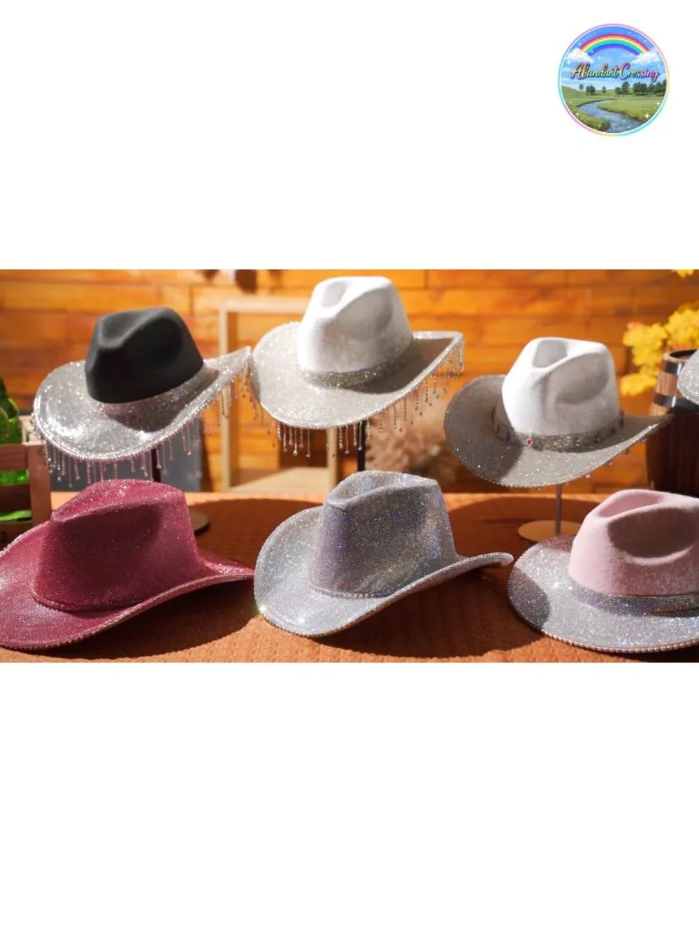 Rhinestone Cowboy Hat Fringe Western Cosplay Wedding